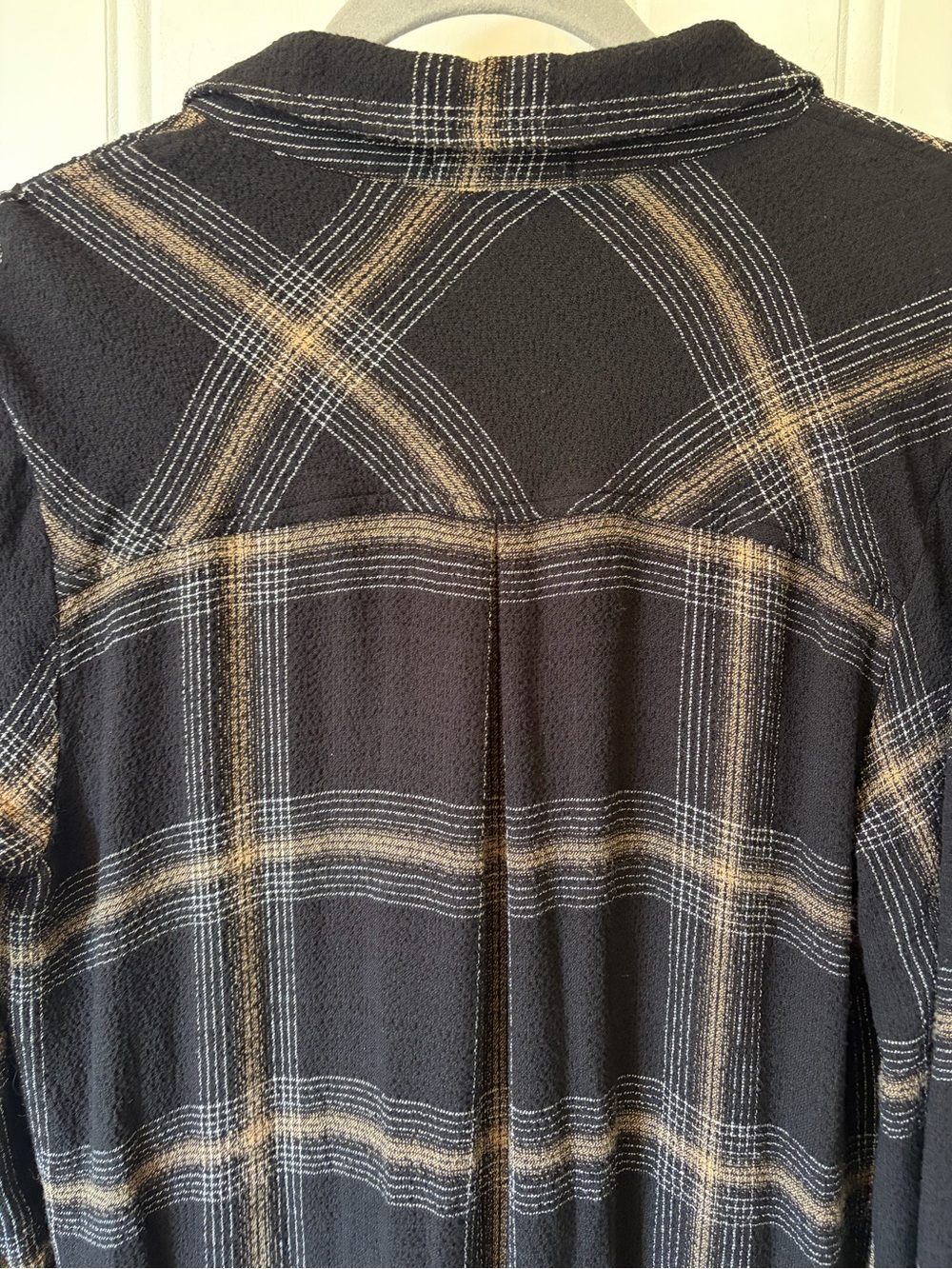 Cloth & Stone Plaid Midi Shirt Dress Black Tan Oversized Boho Minimalist Small - Picture 8 of 8